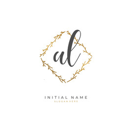 Handwritten letter A L AL for identity and logo. Vector logo template with handwriting and signature style.
