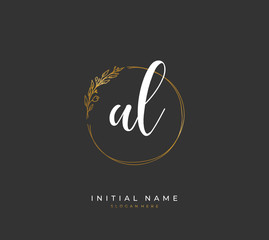 Handwritten letter A L AL for identity and logo. Vector logo template with handwriting and signature style.