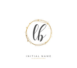 Fototapeta premium Handwritten letter L B LB for identity and logo. Vector logo template with handwriting and signature style.