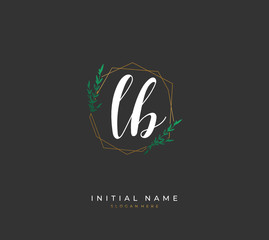 Handwritten letter L B LB for identity and logo. Vector logo template with handwriting and signature style.