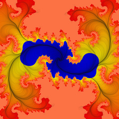 Orange blue red abstract floral background