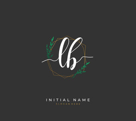 Handwritten letter L B LB for identity and logo. Vector logo template with handwriting and signature style.
