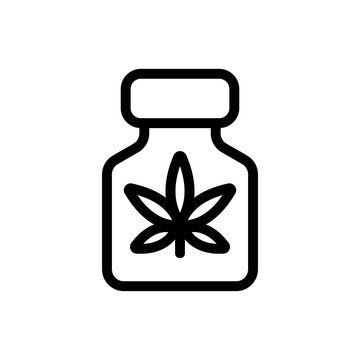 Cannabis in the packaging icon vector. A thin line sign. Isolated contour symbol illustration