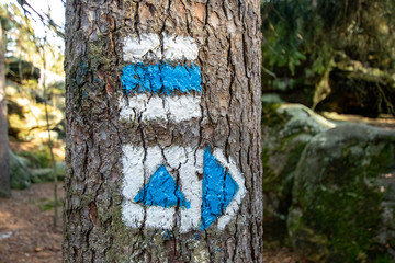 tourist sign on the tree