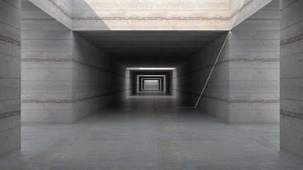 Empty space concrete room with the gap and glowing light. Concrete background concept. Concrete texture. 3D illustration.