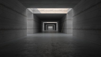 Empty space concrete room with the gap and glowing light. Concrete background concept. Concrete texture. 3D illustration.