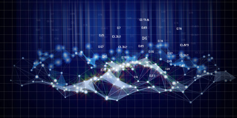 Abstract modern polygonal concept of decision making analysis. Big data. Data Quality. Business and science visualization of artificial intelligence.