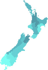 Blue circle New Zealand map on white background. Vector illustration.