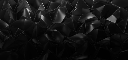 BLACK ABSTRACT FUTURISTIC BACKGROUND 3D ILLUSTRATION WALLPAPER, COPY SPACE FOR TEXT AND LOGO
