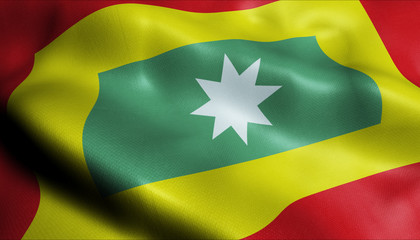 3D Waving Colombia City Flag of El Carmen de Bolivar Closeup View