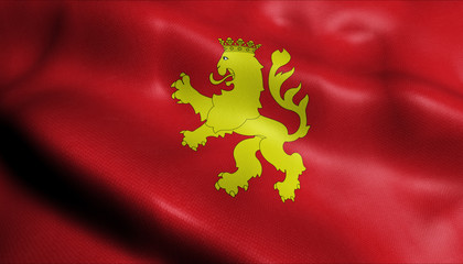 3D Waving Colombia City Flag of Zaragoza Closeup View