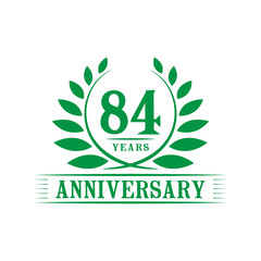 84 years logo design template. Eighty fourth anniversary vector and illustration.
