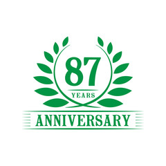 87 years logo design template. Eighty seventh anniversary vector and illustration.