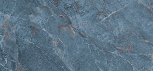Blue Agate Marble Texture With Brown Veins. Polished Marble Quartz Stone Background Striped By Nature With a Unique Patterning, It Can Be Used For Interior-Exterior Tile And Ceramic Tile Surface. 
