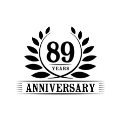 Fototapeta premium 89 years logo design template. Eighty ninth anniversary vector and illustration.