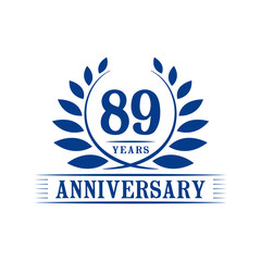 Fototapeta premium 89 years logo design template. Eighty ninth anniversary vector and illustration.