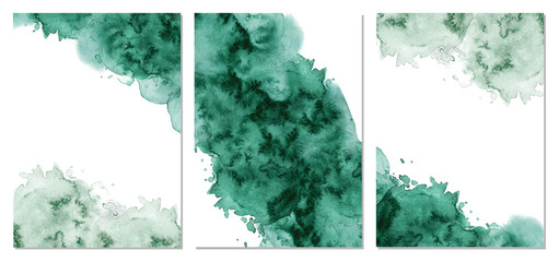 Watercolor green background Hand drawn abstract texture © EvgeniiasArt