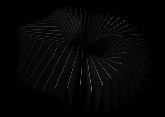 black squares forming a ring swirl structure spiral illustration 3d render illustration
