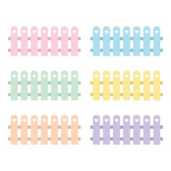 Obraz premium Set of Colorful nice Garden Fence with heart. Children garden vector illustration