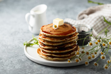 Homemade pancakes with blueberry