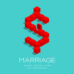 Currency USD (United States Dollars) sign from Wedding ring box 3D isometric pattern, Marriage business concept poster and social banner post square design illustration on green background, vector
