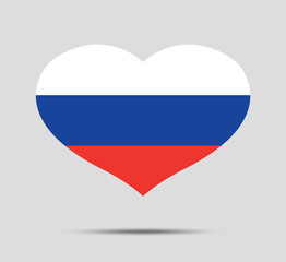 Heart symbol painted in russia national flag. Vector stock illustration eps10