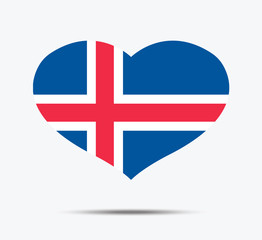 Heart symbol painted in iceland national flag. Vector stock illustration eps10