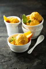 Homemade mango ice cream or sorbet