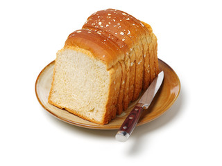 sliced bread on white background