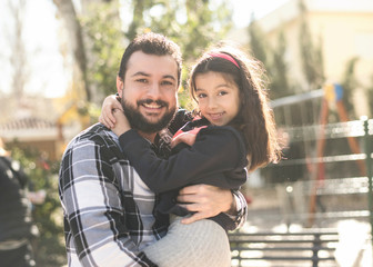 Obraz premium Bearded father and daughter portrait