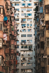 building facade in Hong Kong, residential real estate -