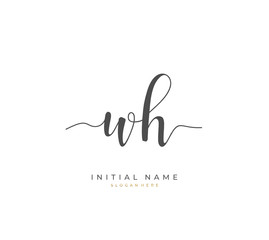 Handwritten letter W H WH for identity and logo. Vector logo template with handwriting and signature style.
