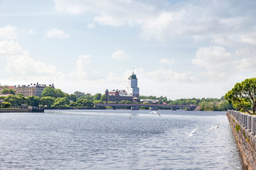 Fototapeta premium The city of Vyborg. Bolshoy Kovsh (Salakkalahti) embankment