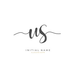 Handwritten letter U S US for identity and logo. Vector logo template with handwriting and signature style.