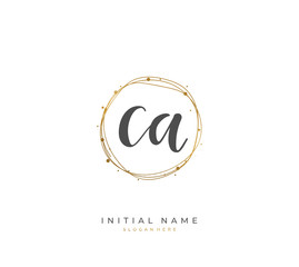 Handwritten letter C A CA for identity and logo. Vector logo template with handwriting and signature style.