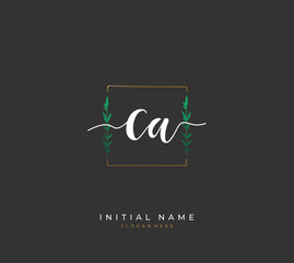 Handwritten letter C A CA for identity and logo. Vector logo template with handwriting and signature style.