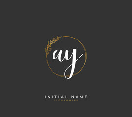 Handwritten letter A Y AY for identity and logo. Vector logo template with handwriting and signature style.