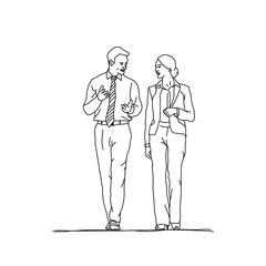 Man and woman (business persons, businessman and businesswoman) talking. Vector illustration, isolated on white.