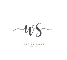 Handwritten letter W S WS for identity and logo. Vector logo template with handwriting and signature style.