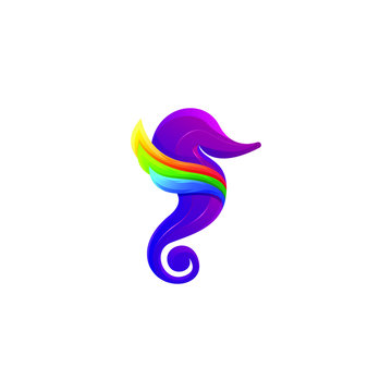 beautiful seahorse colorful logo design