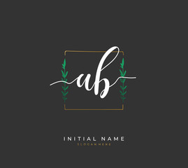Handwritten letter A B AB for identity and logo. Vector logo template with handwriting and signature style.