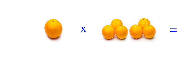 Sencillos problemas matemáticos de multiplicar con naranjas