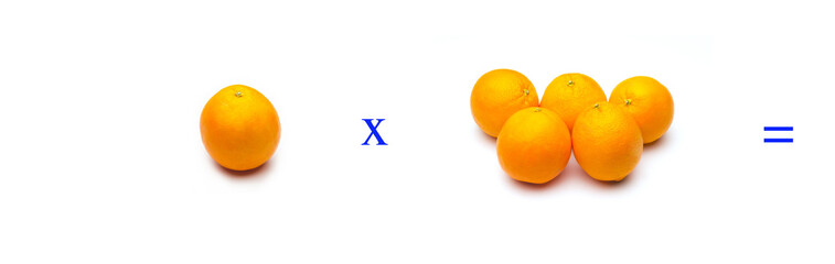 Sencillos problemas matemáticos de multiplicar con naranjas