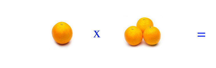 Sencillos problemas matemáticos de multiplicar con naranjas