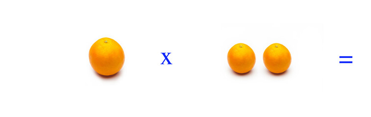 Sencillos problemas matemáticos de multiplicar con naranjas