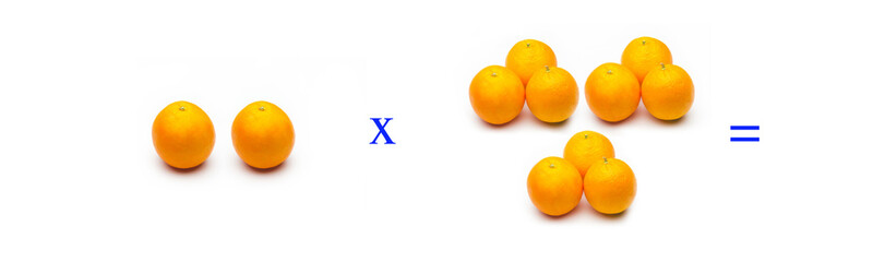 Sencillos problemas matemáticos de multiplicar con naranjas