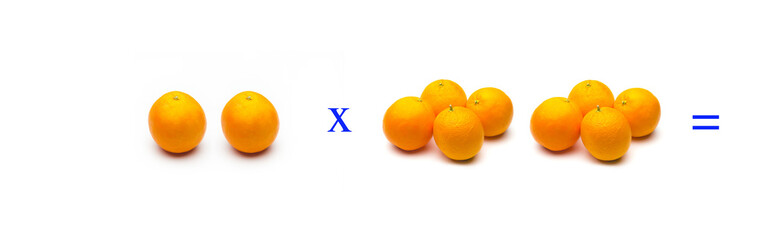 Sencillos problemas matemáticos de multiplicar con naranjas