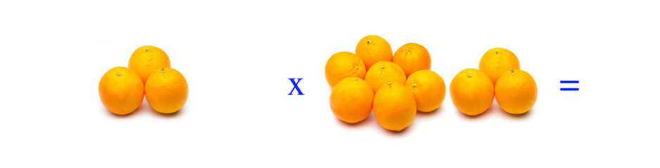 Sencillos problemas matemáticos de multiplicar con naranjas