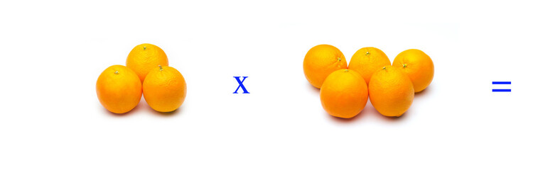 Sencillos problemas matemáticos de multiplicar con naranjas