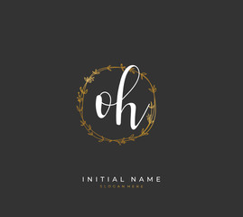 Handwritten letter O H OH for identity and logo. Vector logo template with handwriting and signature style.
